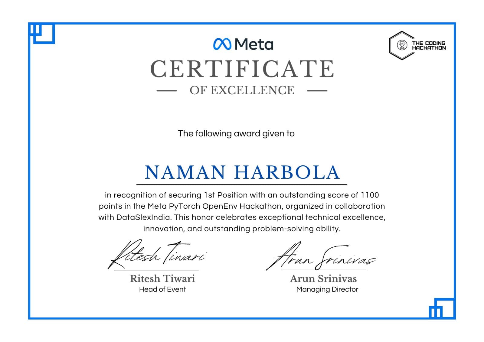 1st Position — Meta PyTorch OpenEnv Hackathon